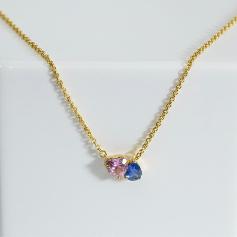 Aura Heart & Pear Duo Necklace