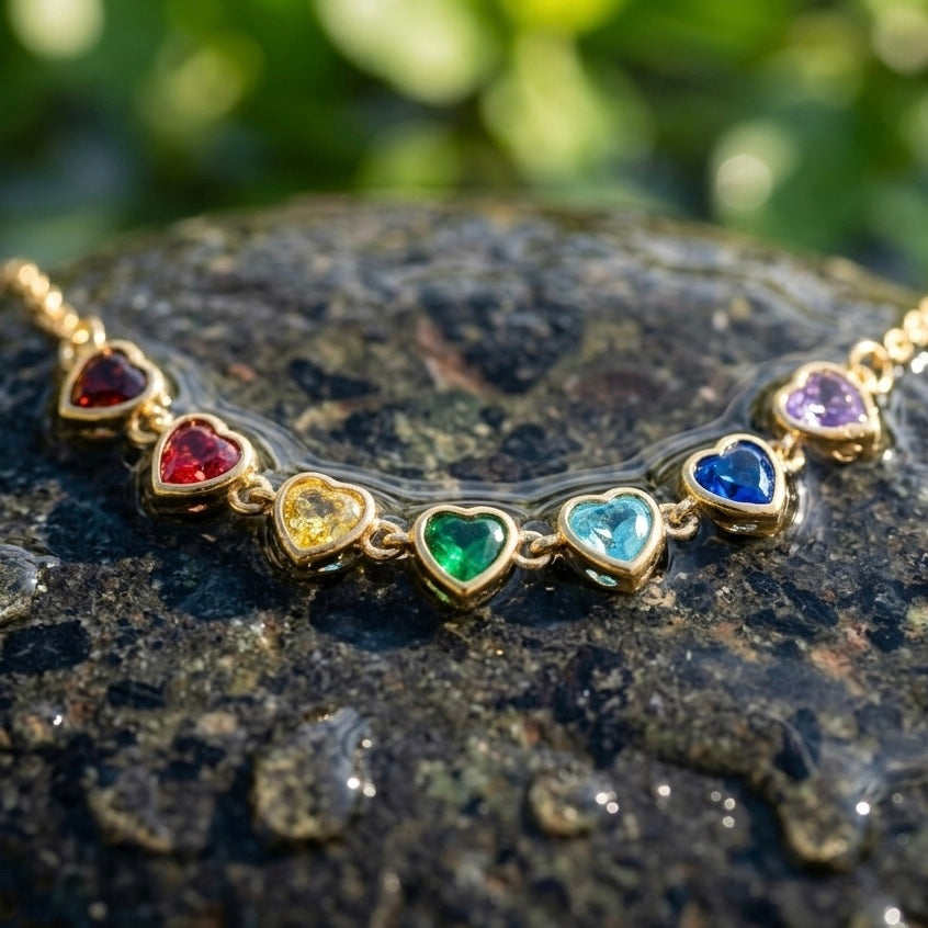 Rainbow Heart Choker