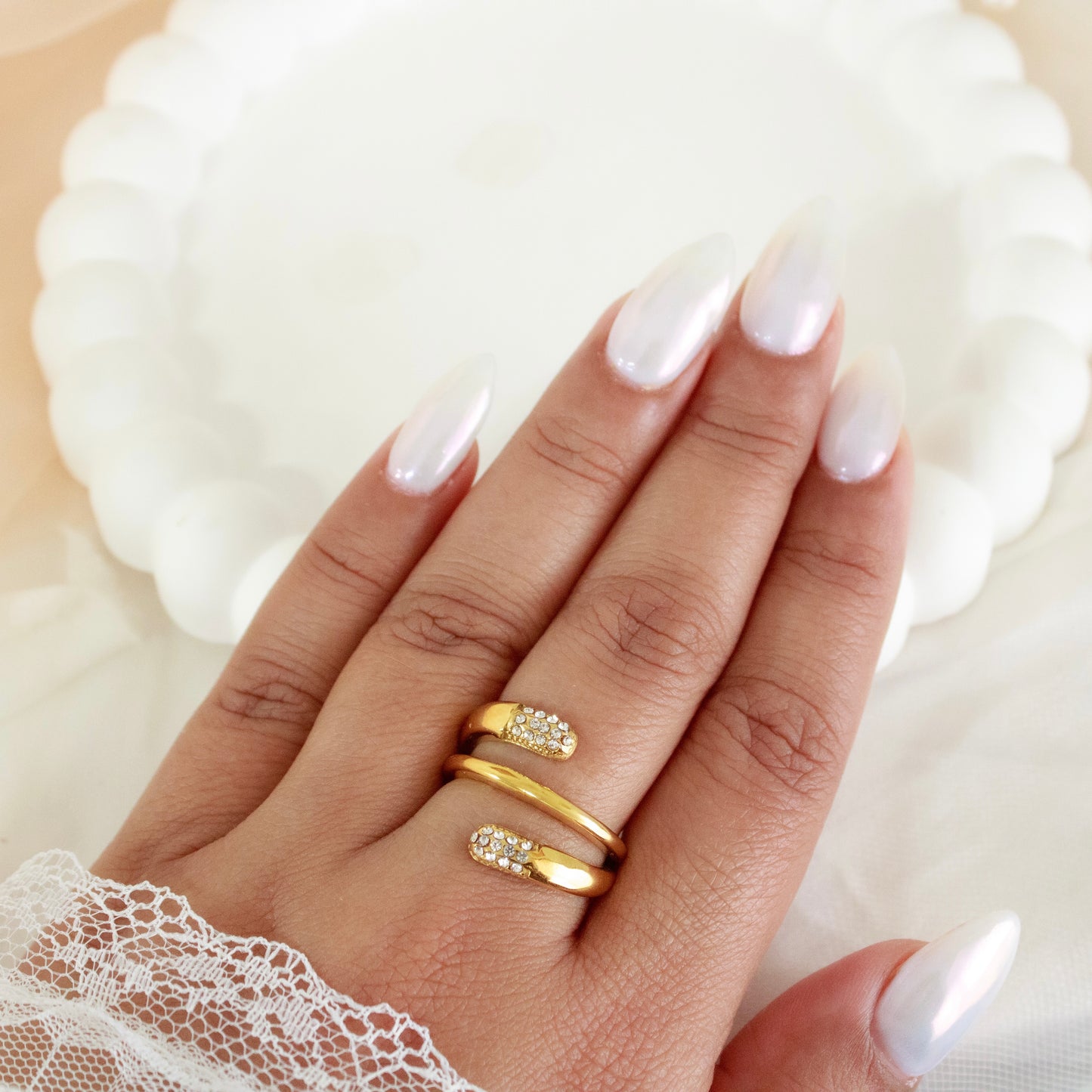 Crystal Spiral Wrap Ring