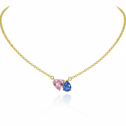 Aura Heart & Pear Duo Necklace