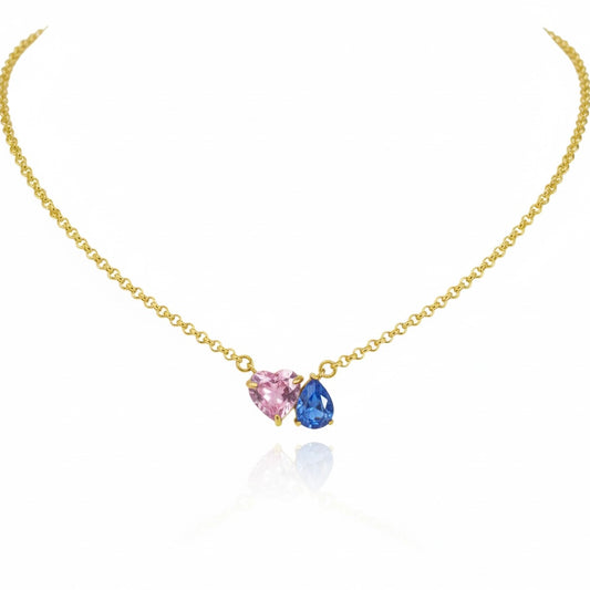 Aura Heart & Pear Duo Necklace