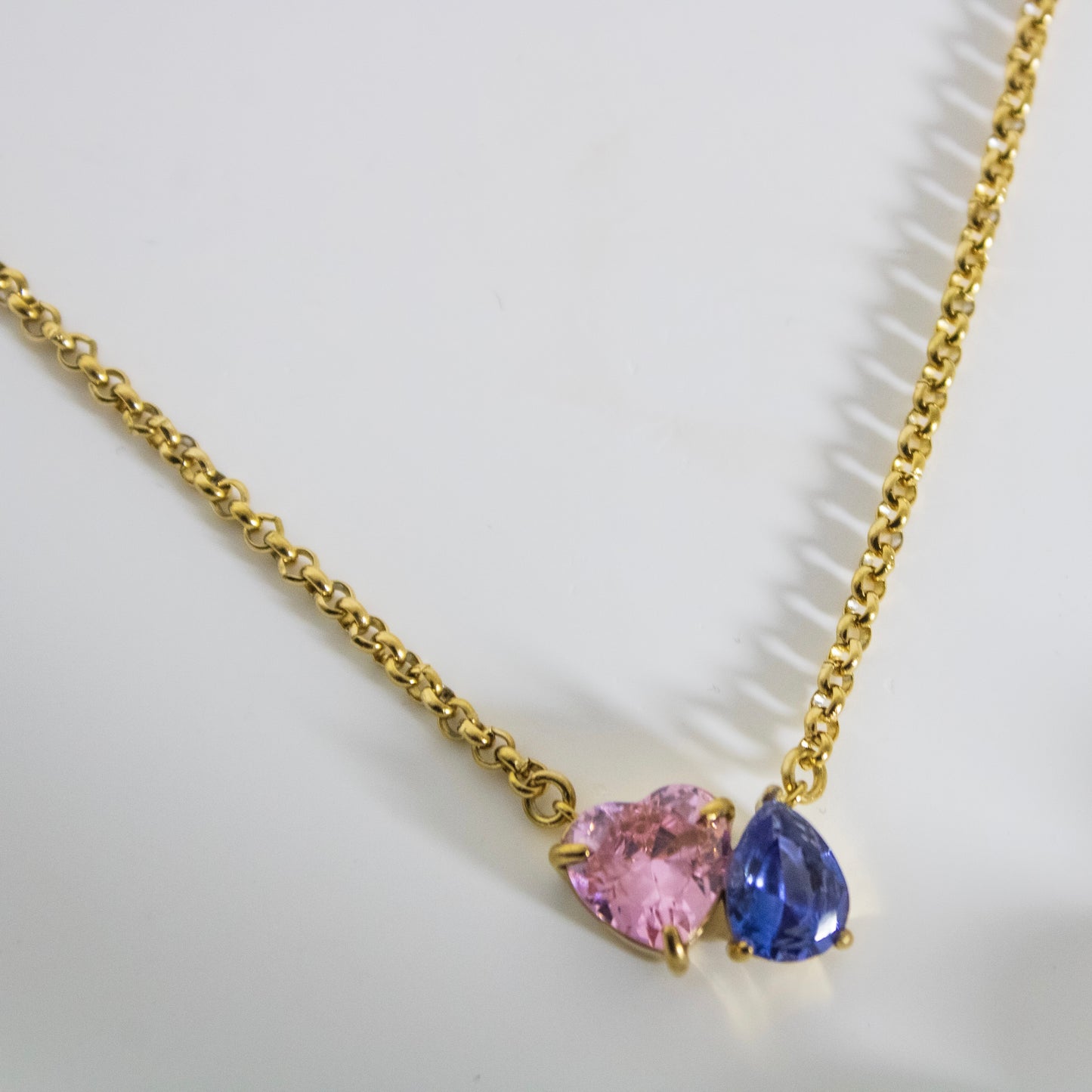 Aura Heart & Pear Duo Necklace