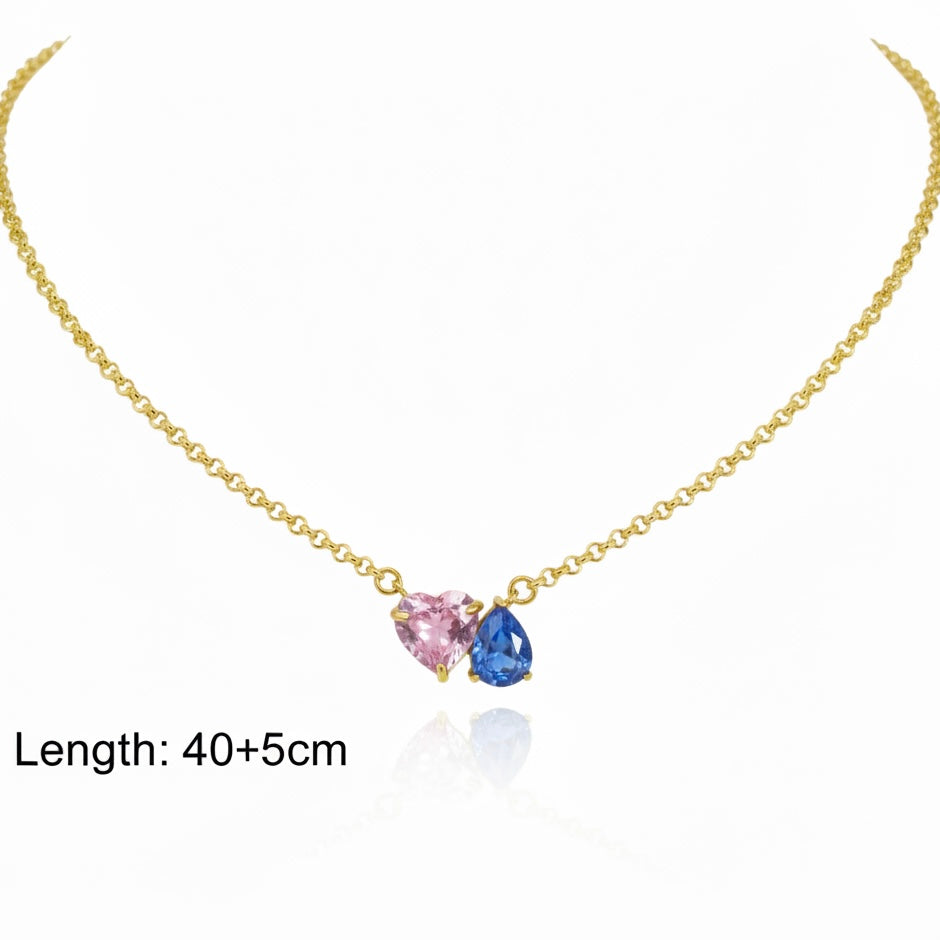 Aura Heart & Pear Duo Necklace