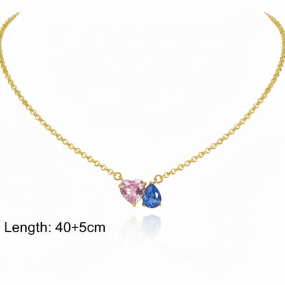 Aura Heart & Pear Duo Necklace
