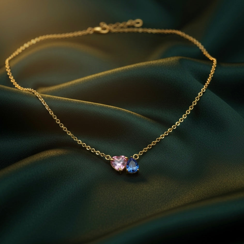 Aura Heart & Pear Duo Necklace