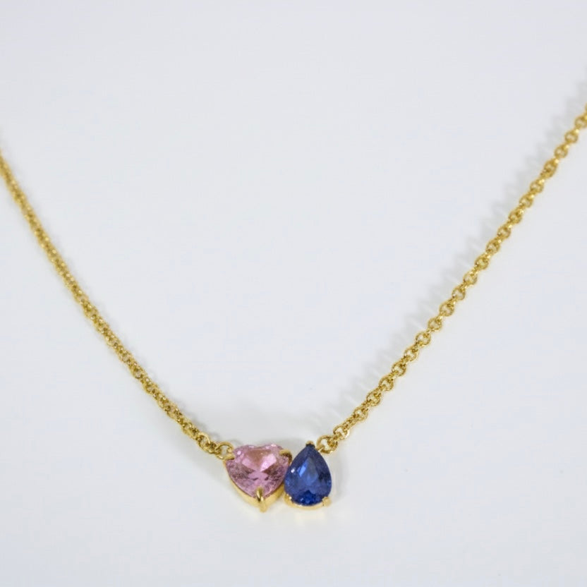 Aura Heart & Pear Duo Necklace