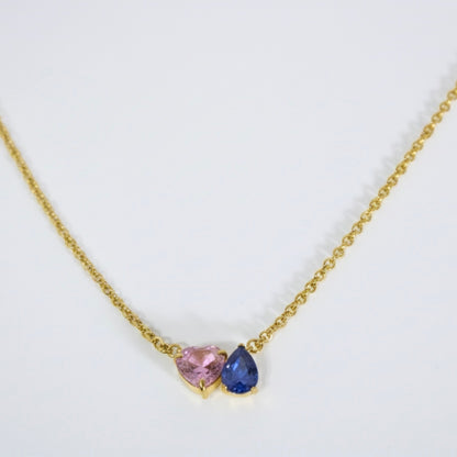Aura Heart & Pear Duo Necklace