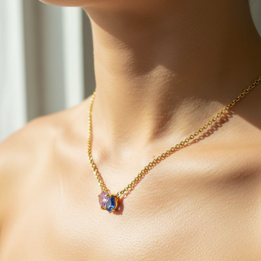 Aura Heart & Pear Duo Necklace