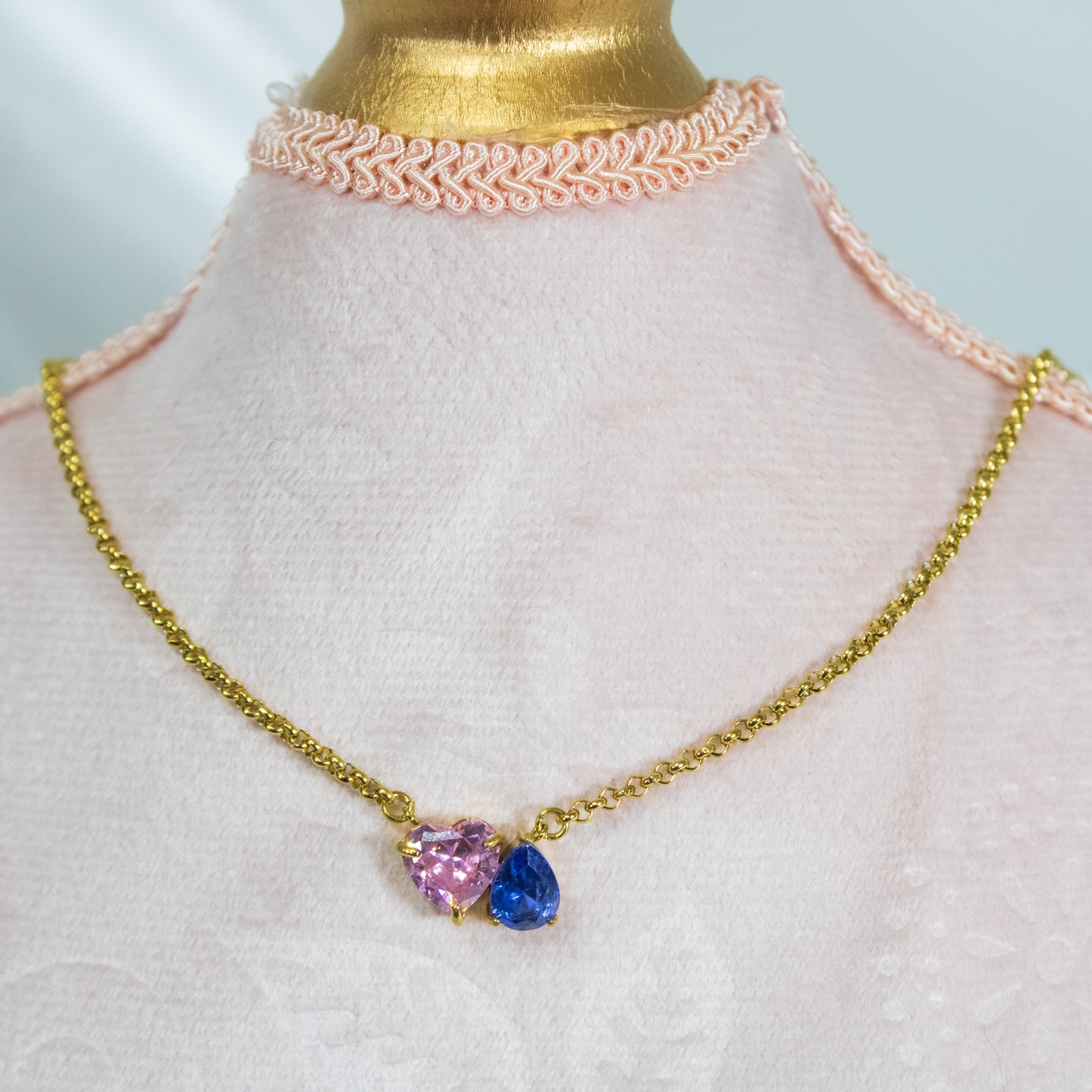 Aura Heart & Pear Duo Necklace