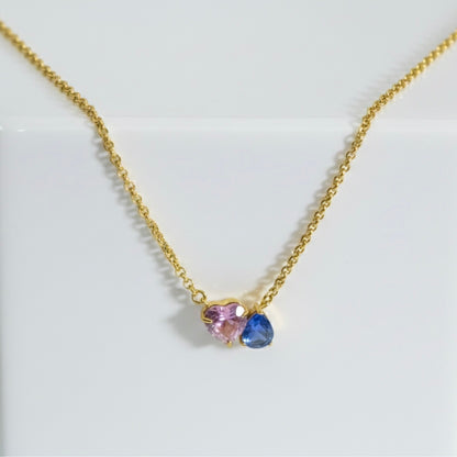 Aura Heart & Pear Duo Necklace