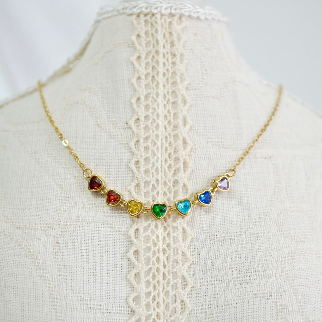 Rainbow Heart Choker