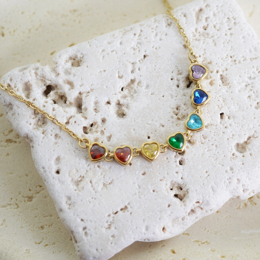 Rainbow Heart Choker