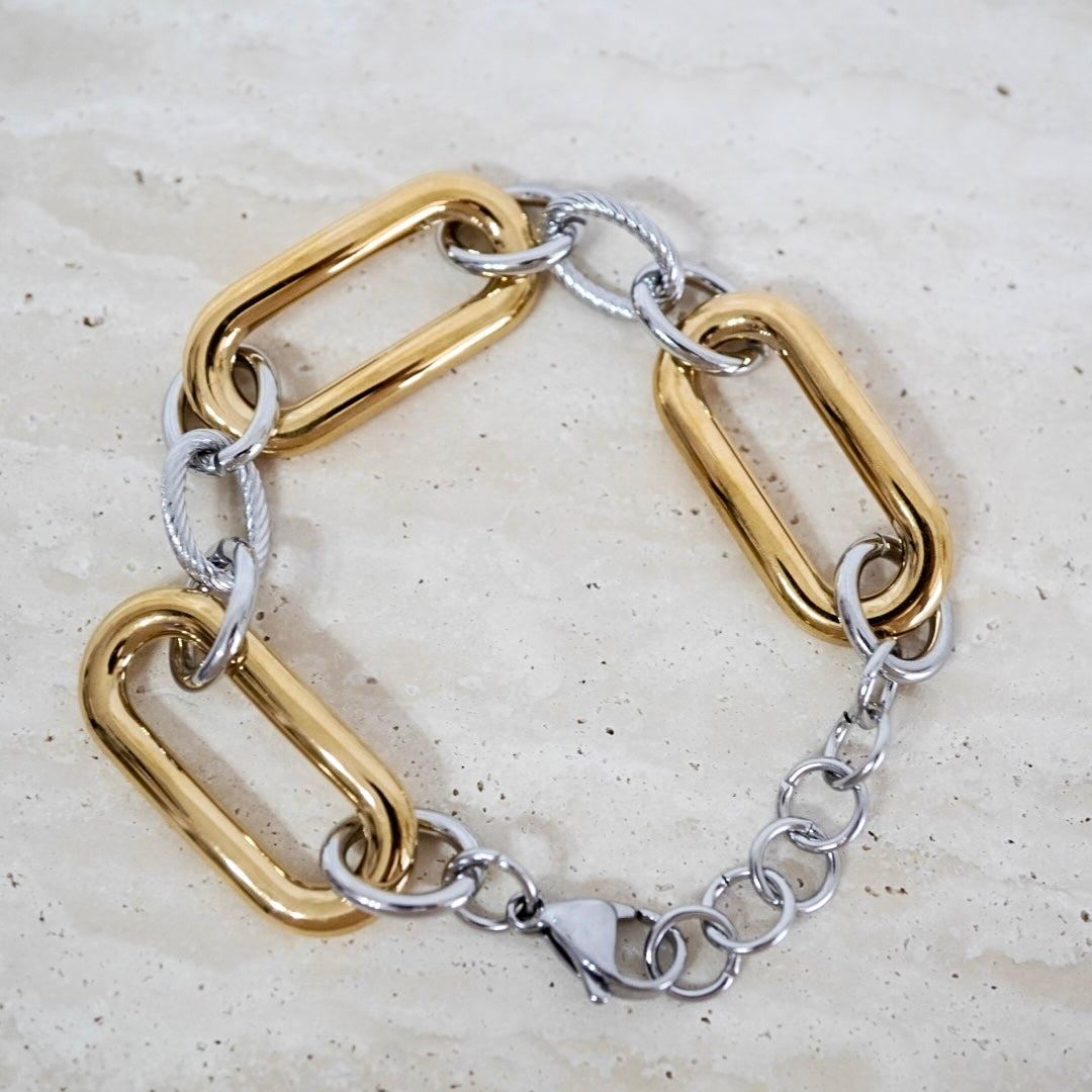 Aria Two-Tone Paperclip Chain Bracelet