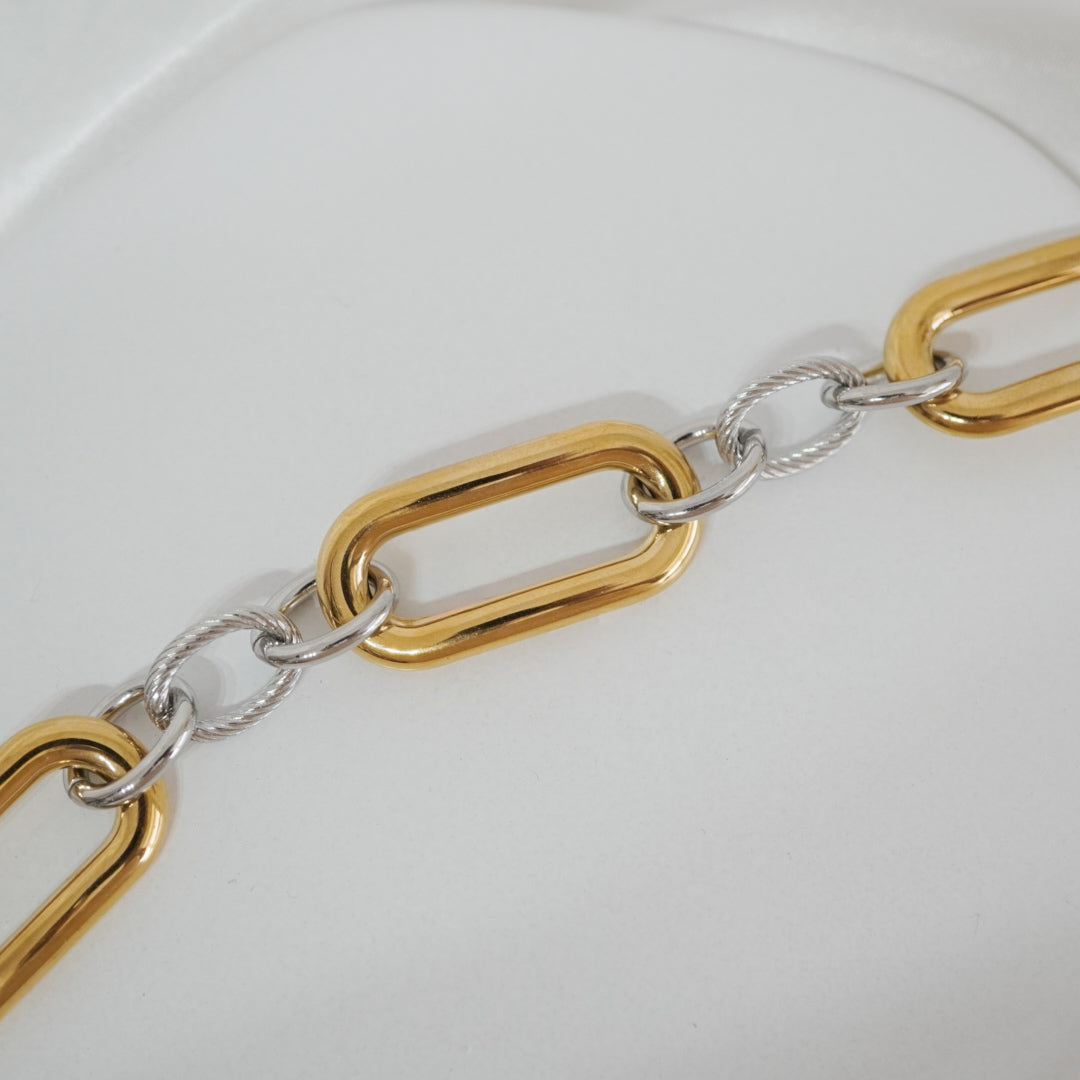 Aria Two-Tone Paperclip Chain Bracelet