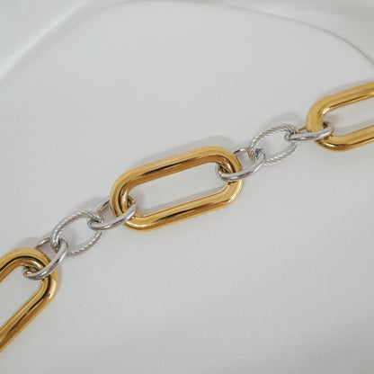 Aria Two-Tone Paperclip Chain Bracelet
