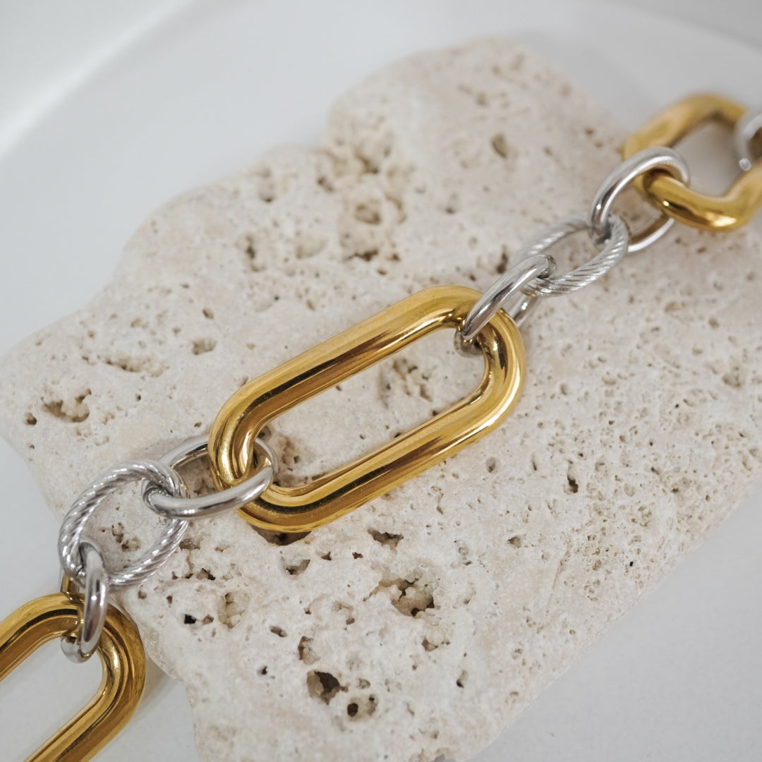 Aria Two-Tone Paperclip Chain Bracelet