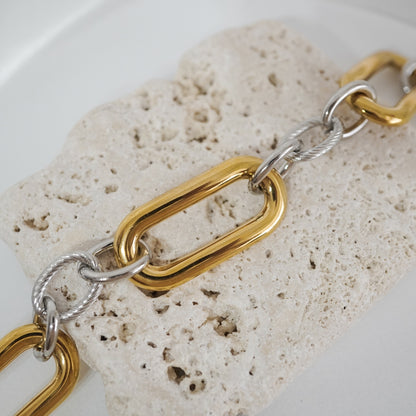 Aria Two-Tone Paperclip Chain Bracelet