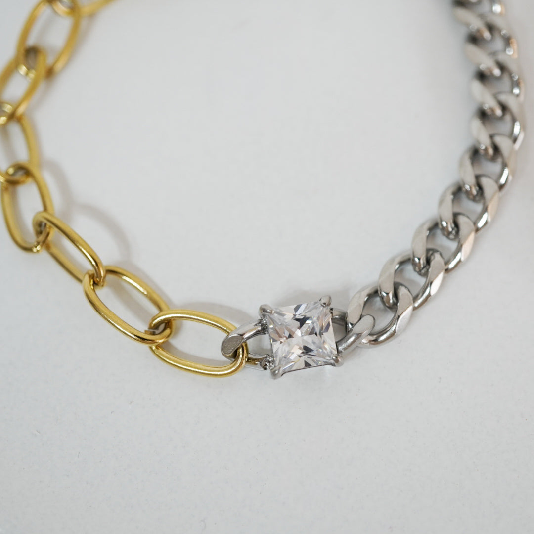 Elara Two-Tone Solitaire Chain Bracelet