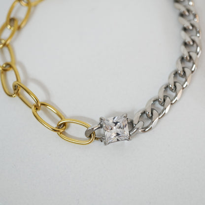 Elara Two-Tone Solitaire Chain Bracelet