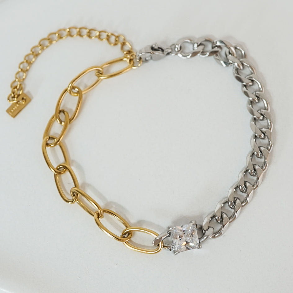 Elara Two-Tone Solitaire Chain Bracelet