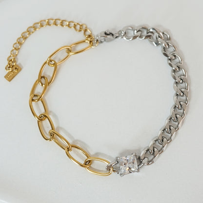 Elara Two-Tone Solitaire Chain Bracelet