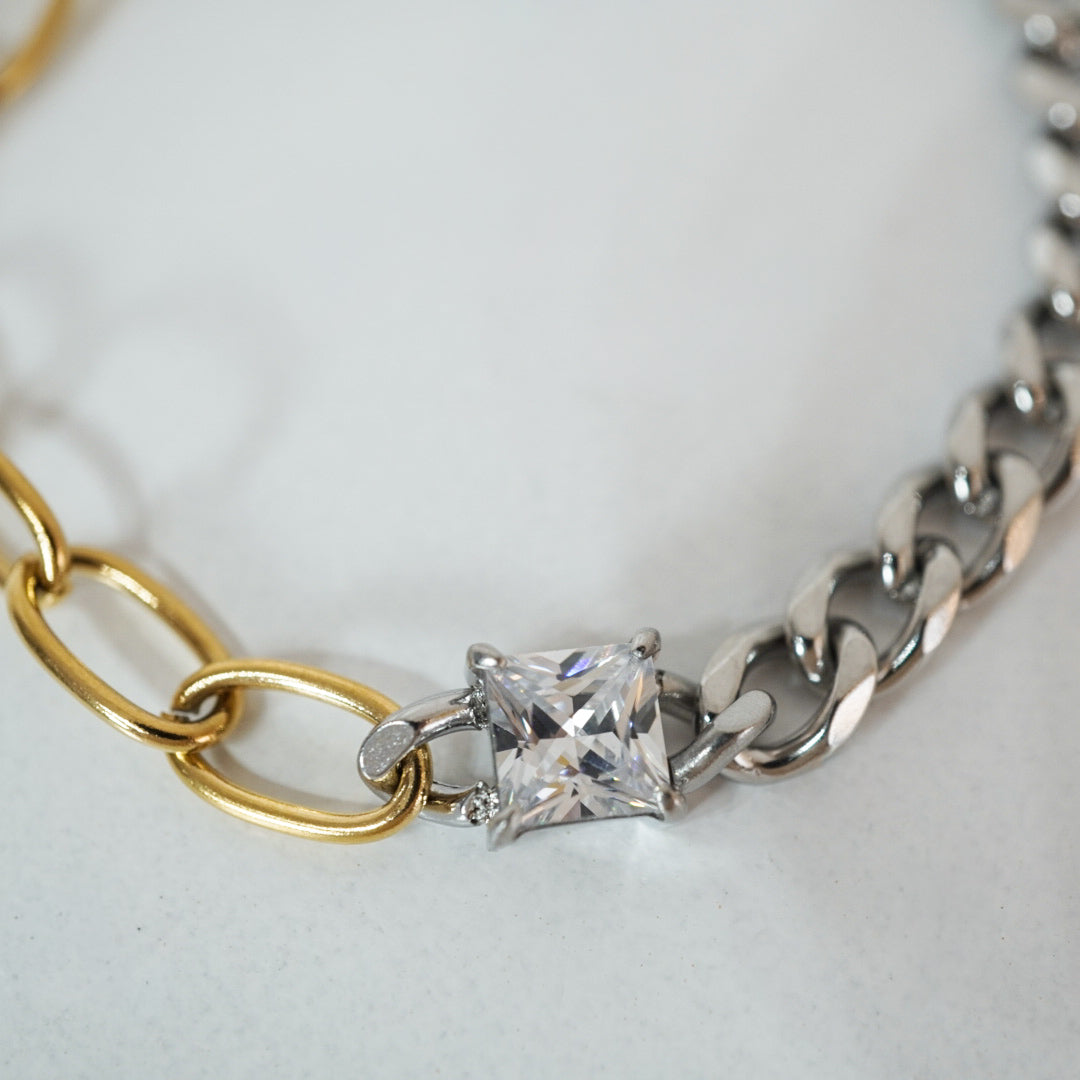 Elara Two-Tone Solitaire Chain Bracelet