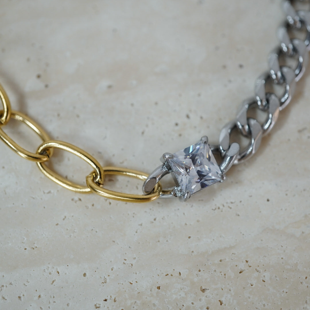 Elara Two-Tone Solitaire Chain Bracelet
