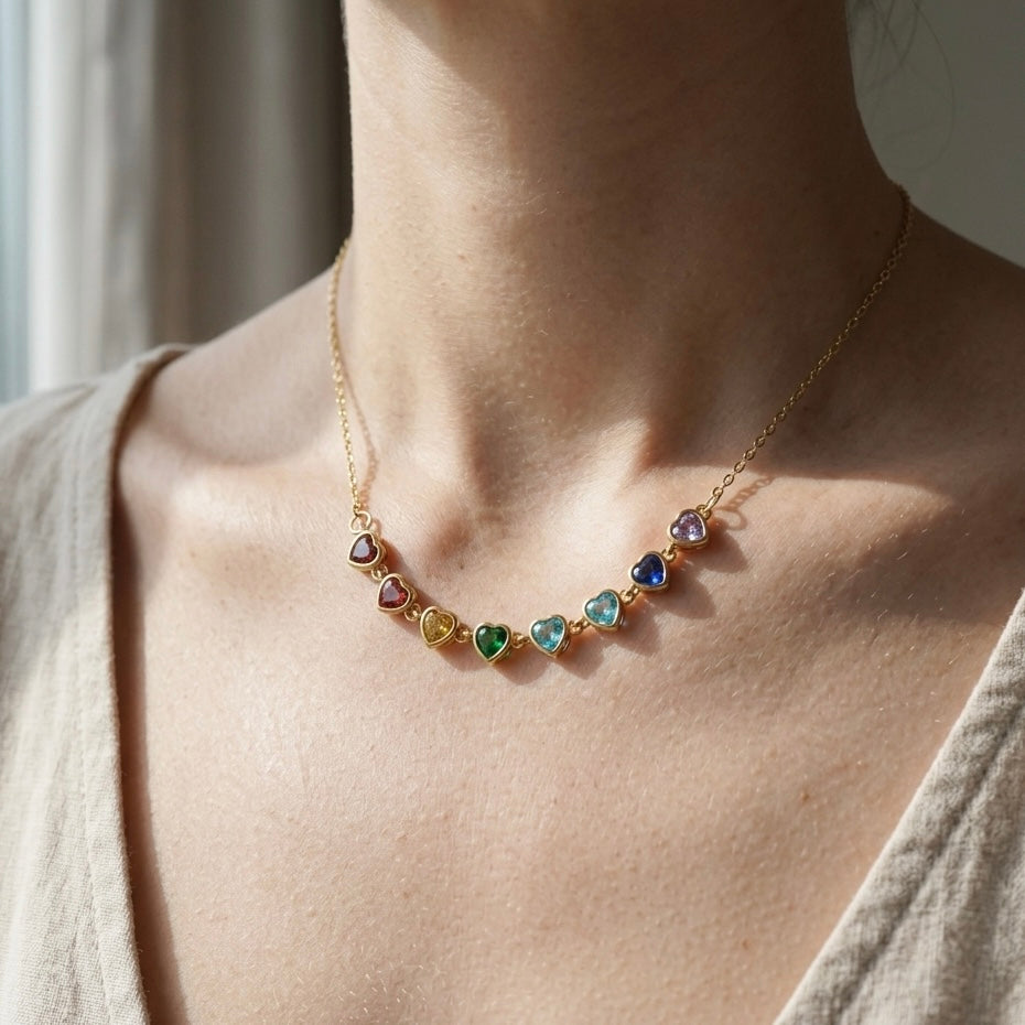 Rainbow Heart Choker