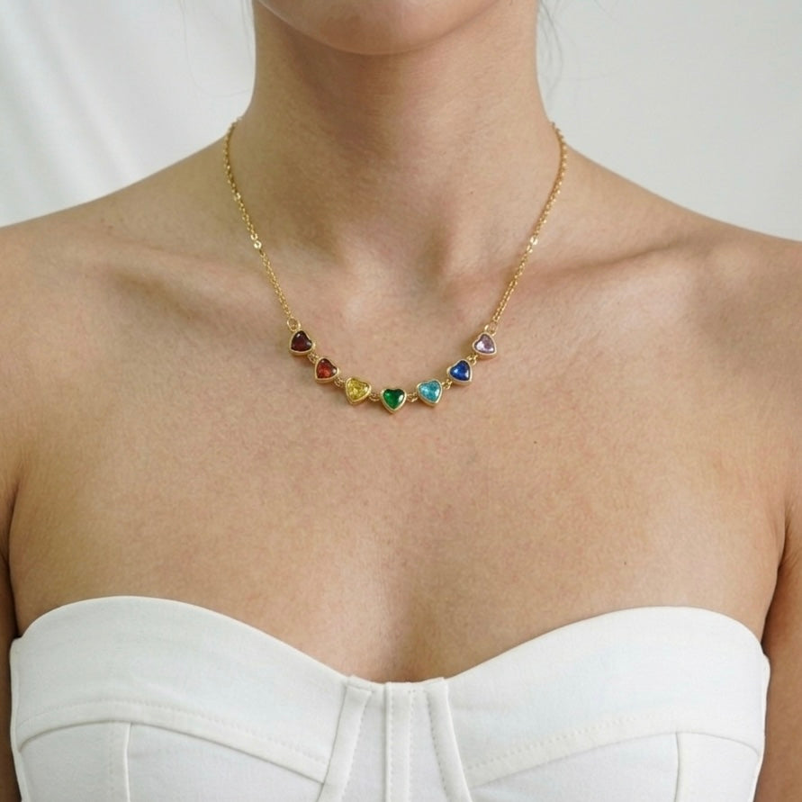 Rainbow Heart Choker