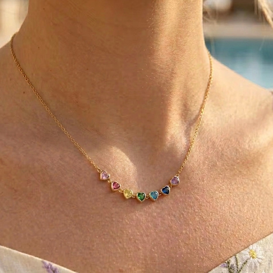 Rainbow Heart Choker
