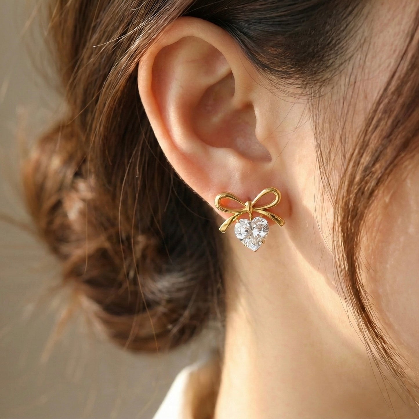 Amour Bow & Heart Studs