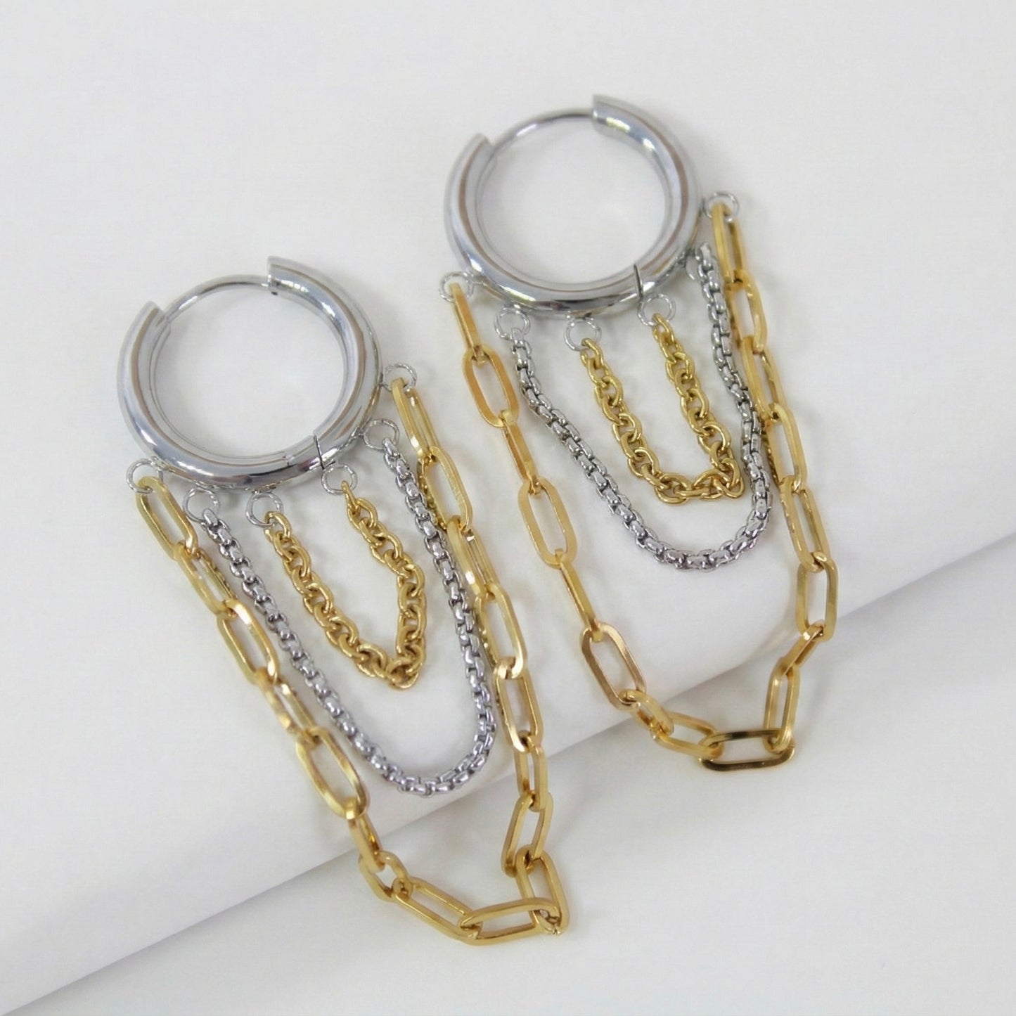 Trinity Dual-Tone Cascade Earrings
