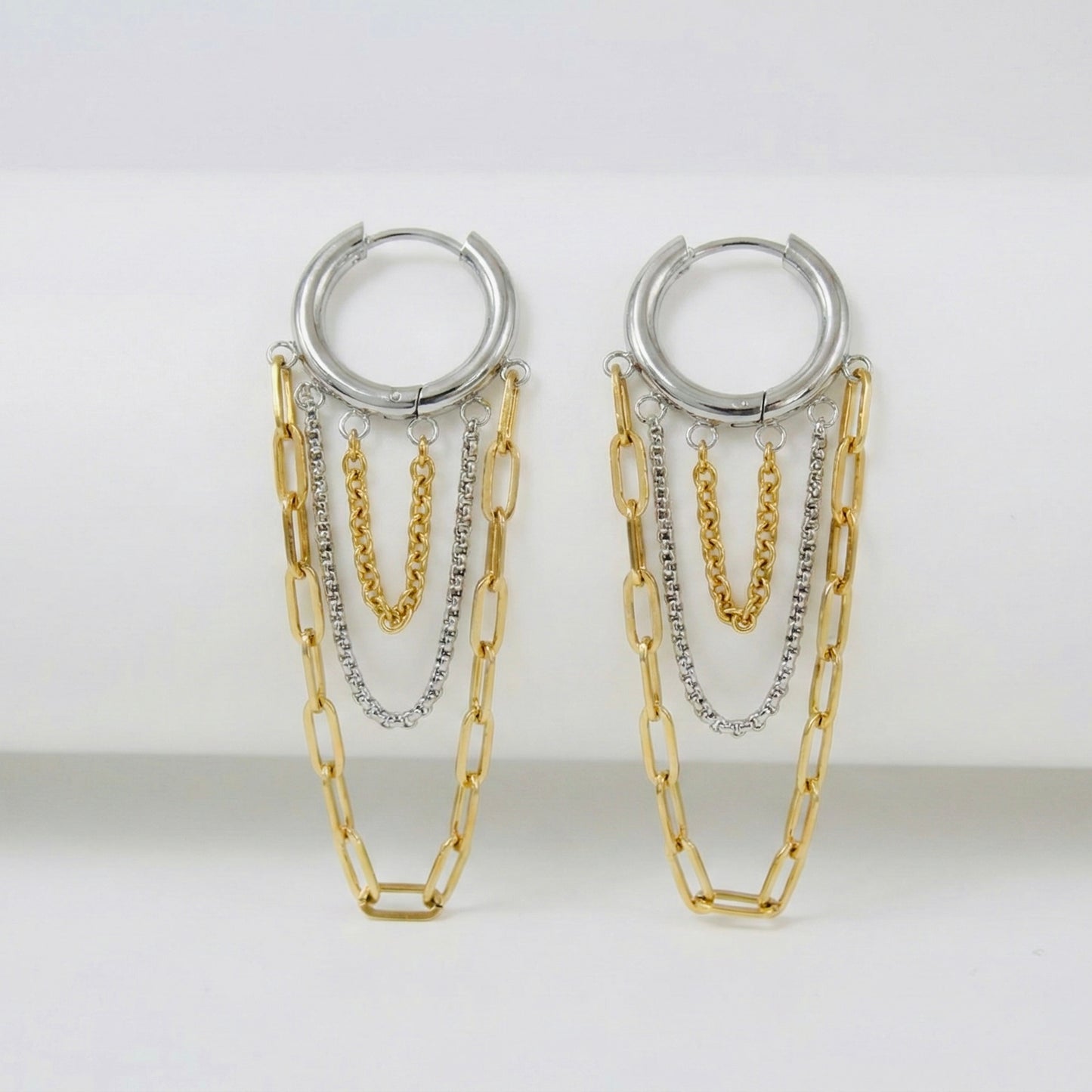 Trinity Dual-Tone Cascade Earrings