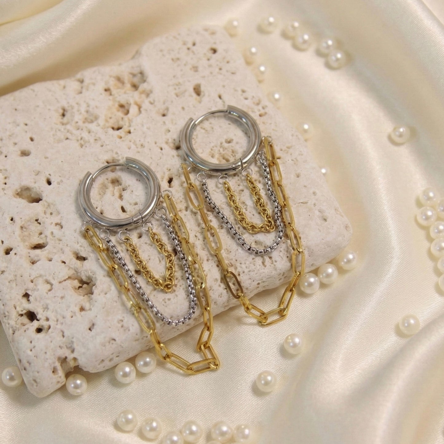 Trinity Dual-Tone Cascade Earrings