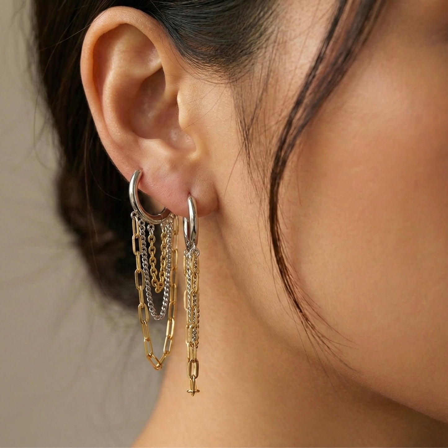 Trinity Dual-Tone Cascade Earrings