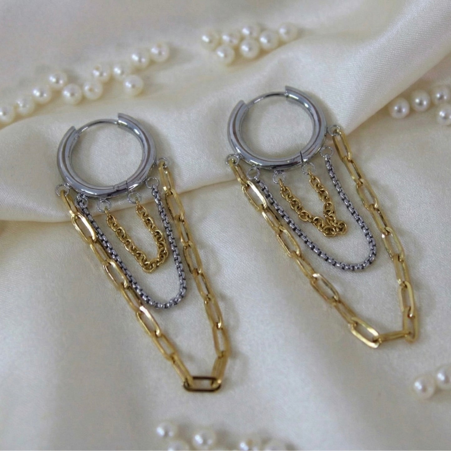 Trinity Dual-Tone Cascade Earrings