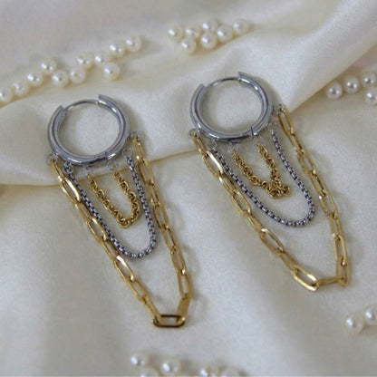 Trinity Dual-Tone Cascade Earrings