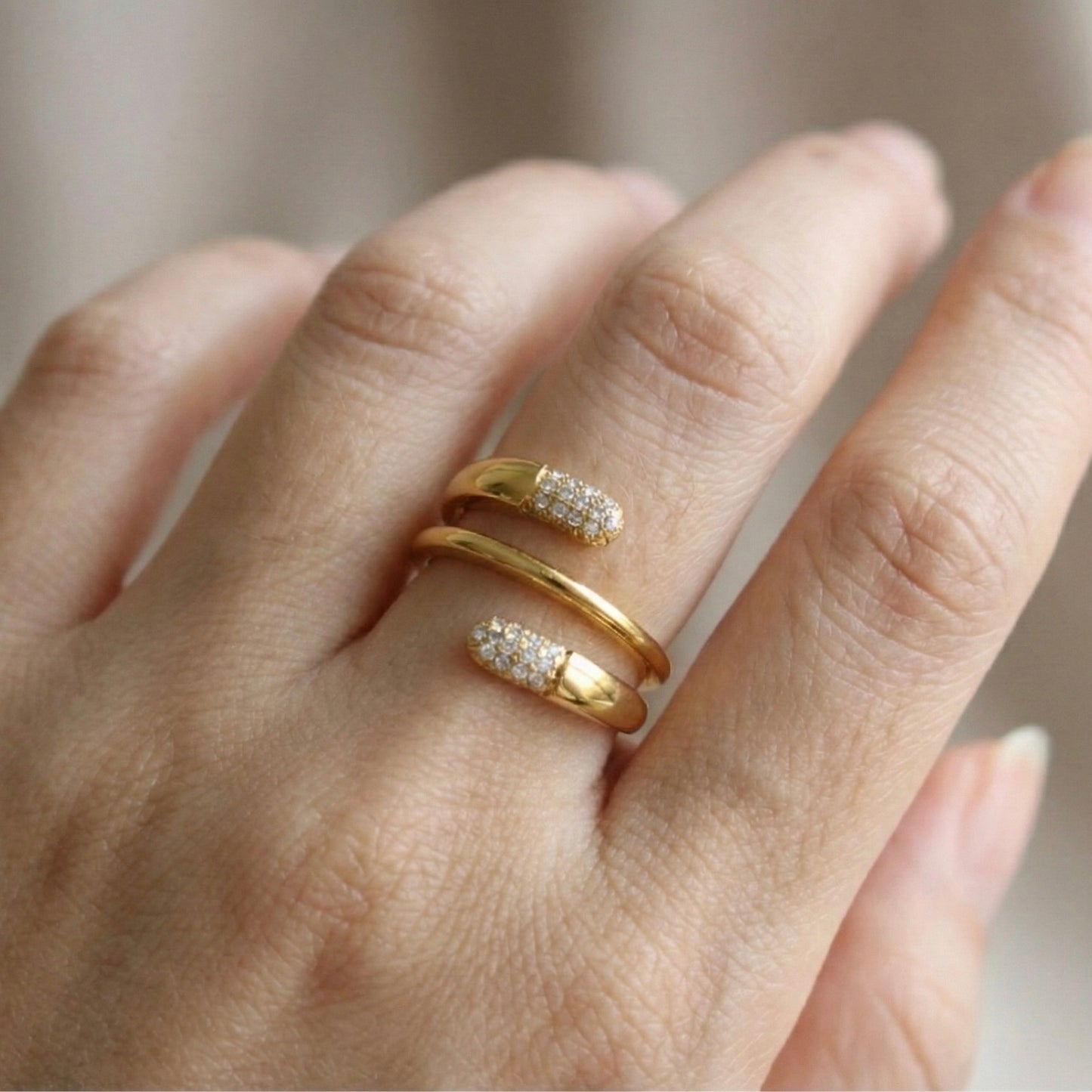 Crystal Spiral Wrap Ring