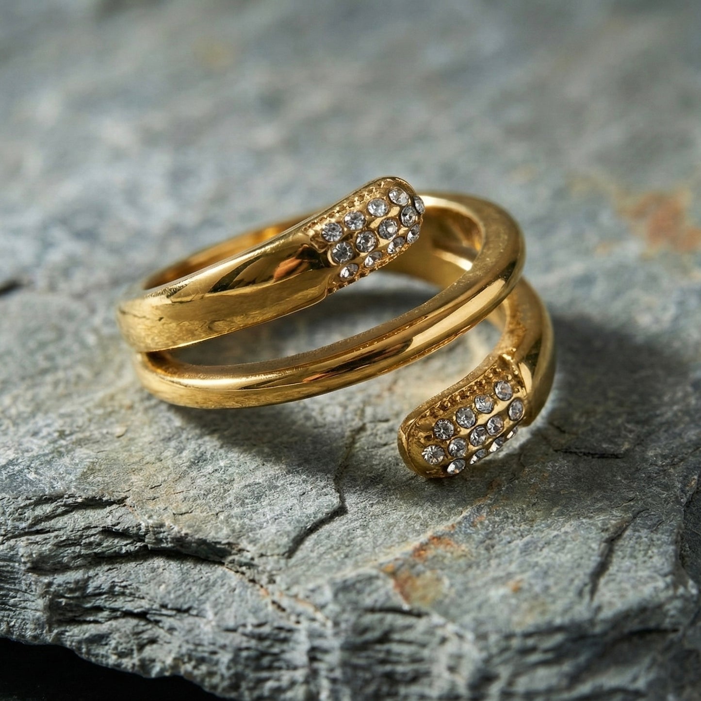 Crystal Spiral Wrap Ring