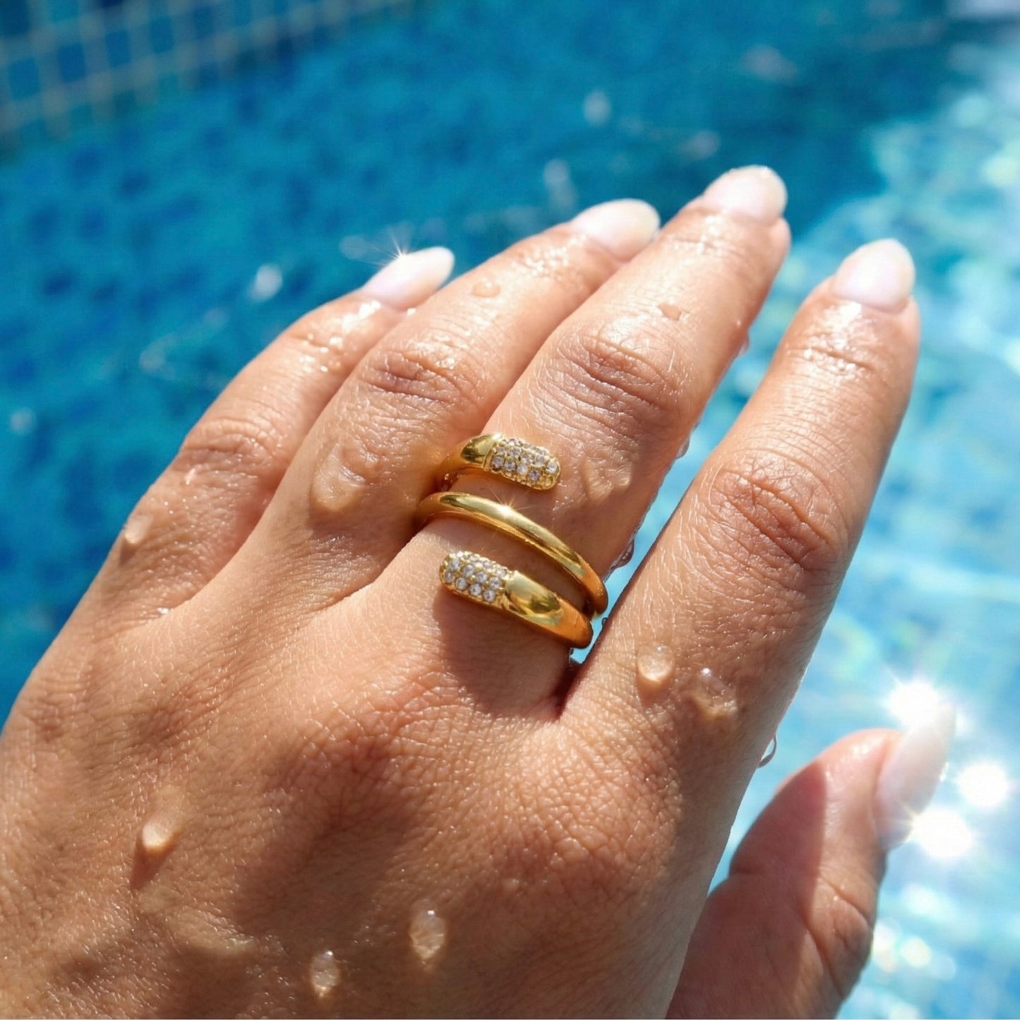 Crystal Spiral Wrap Ring