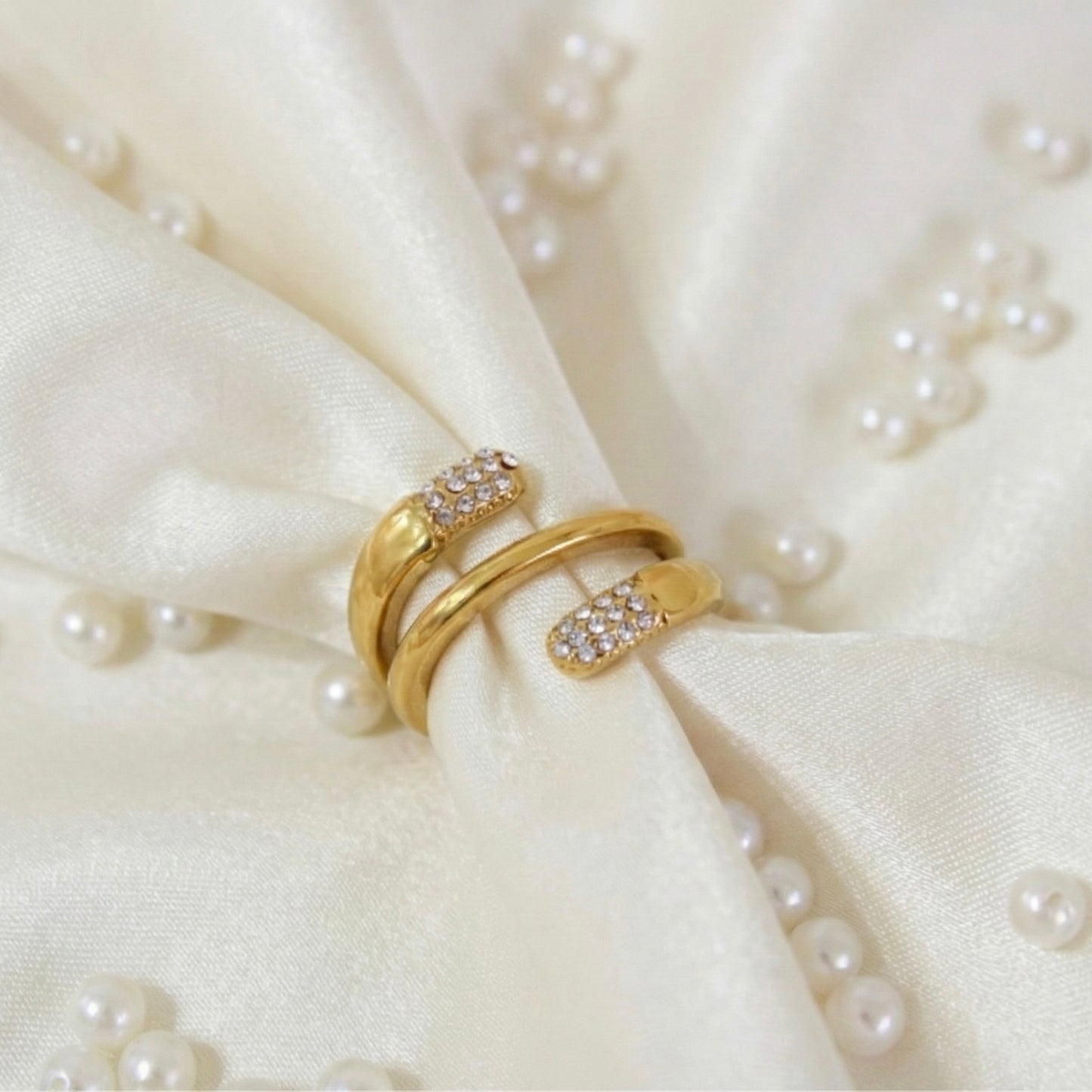 Crystal Spiral Wrap Ring