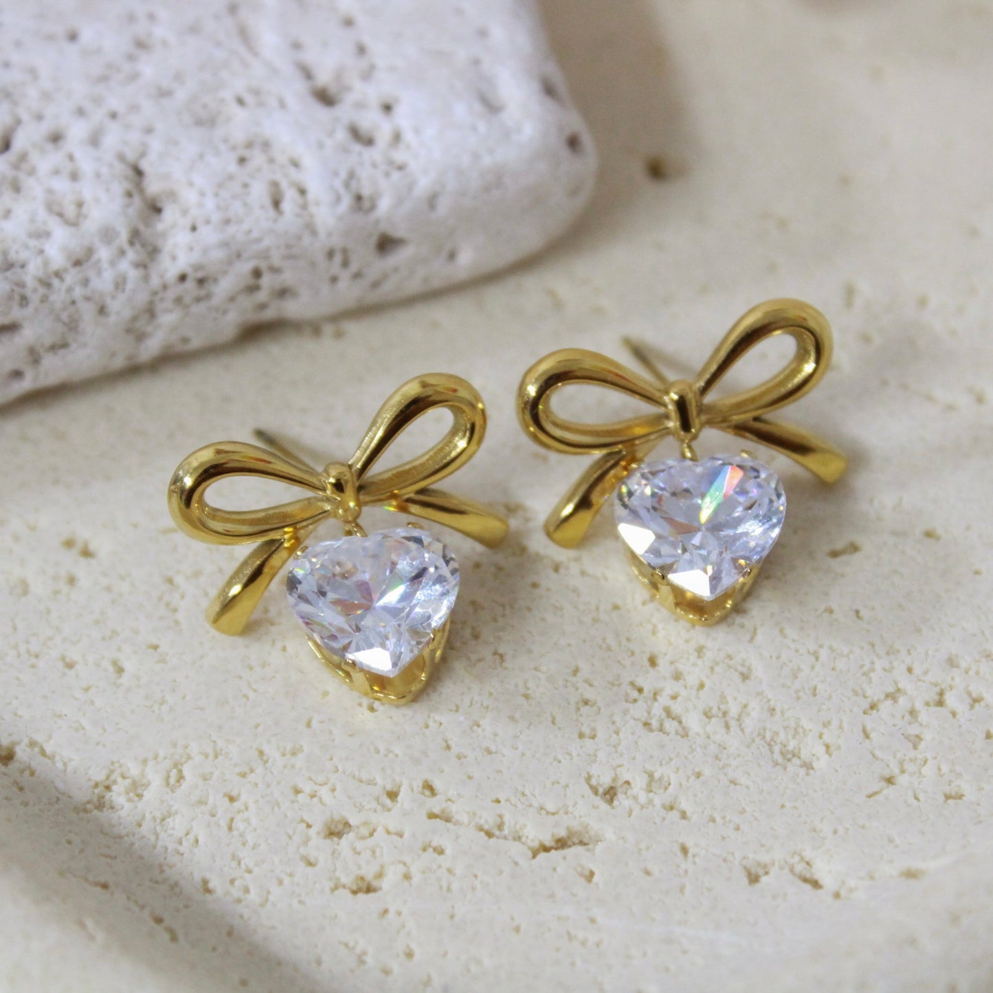 Amour Bow & Heart Studs
