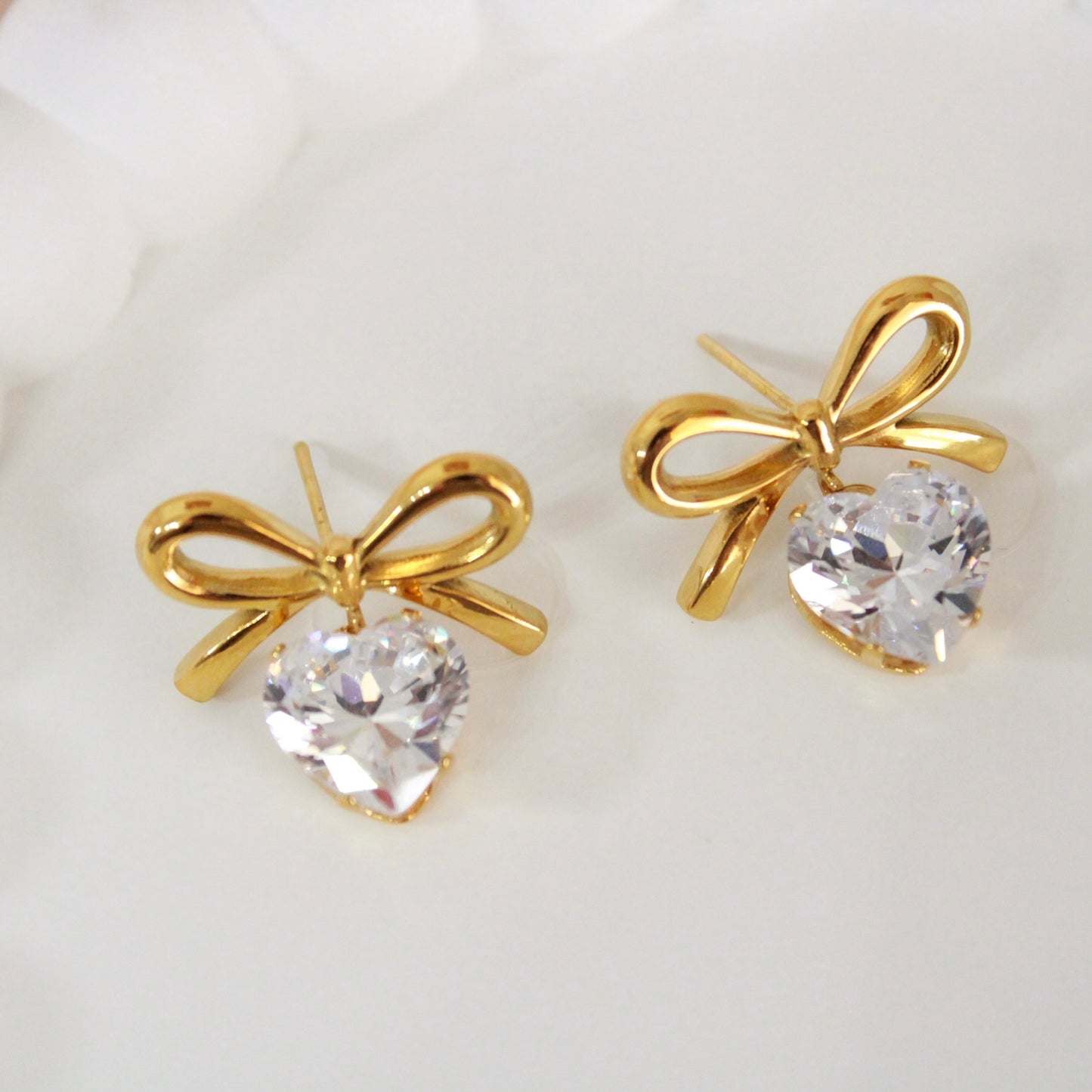 Amour Bow & Heart Studs
