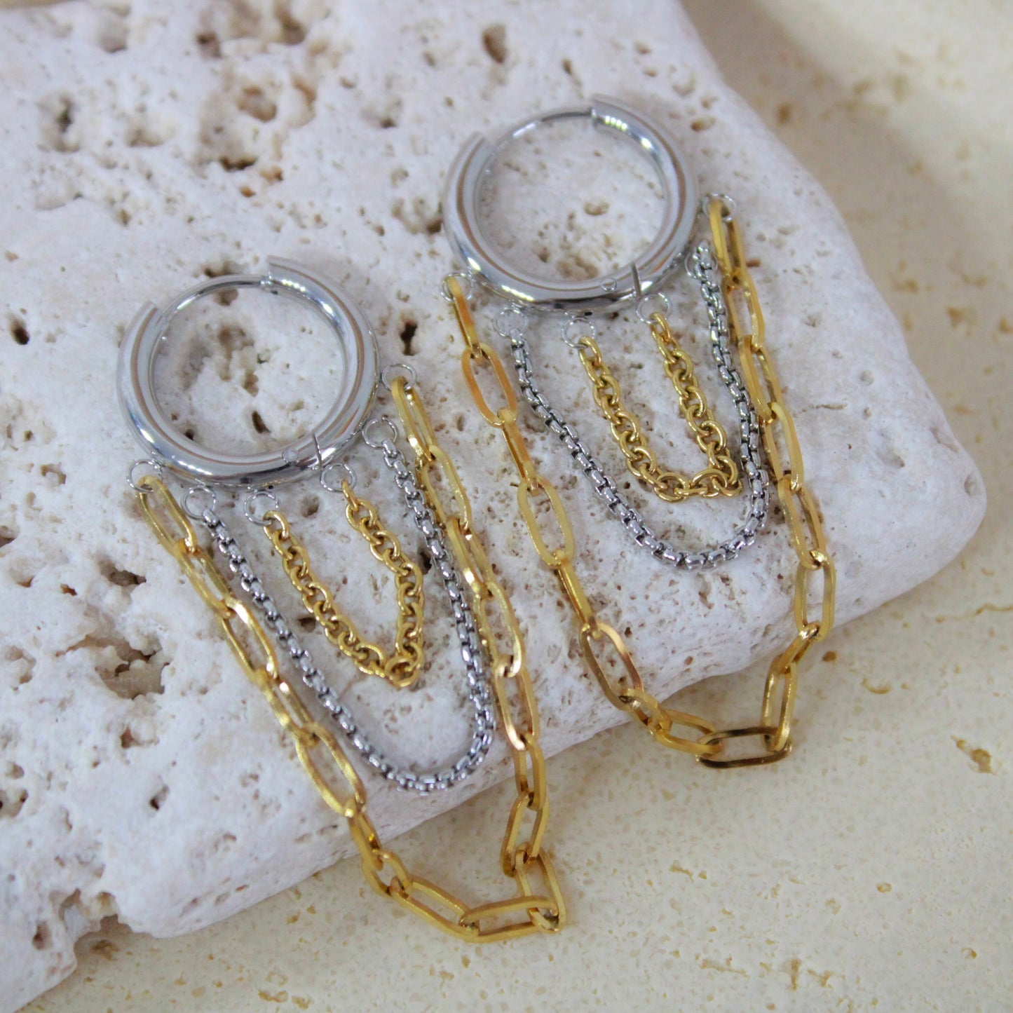 Trinity Dual-Tone Cascade Earrings