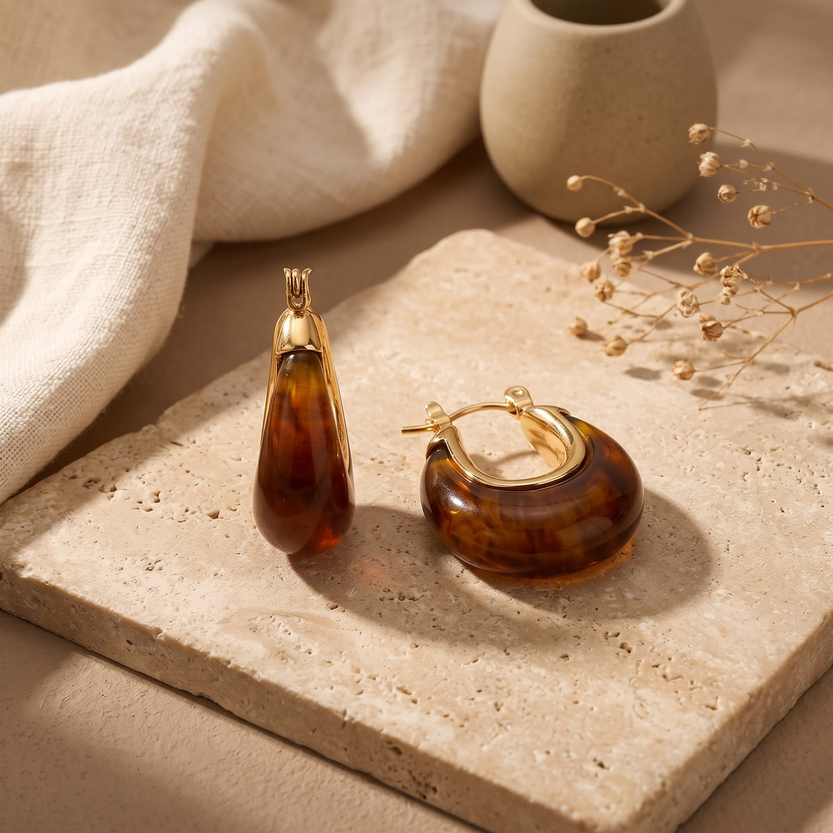 Honey Amber Hoops