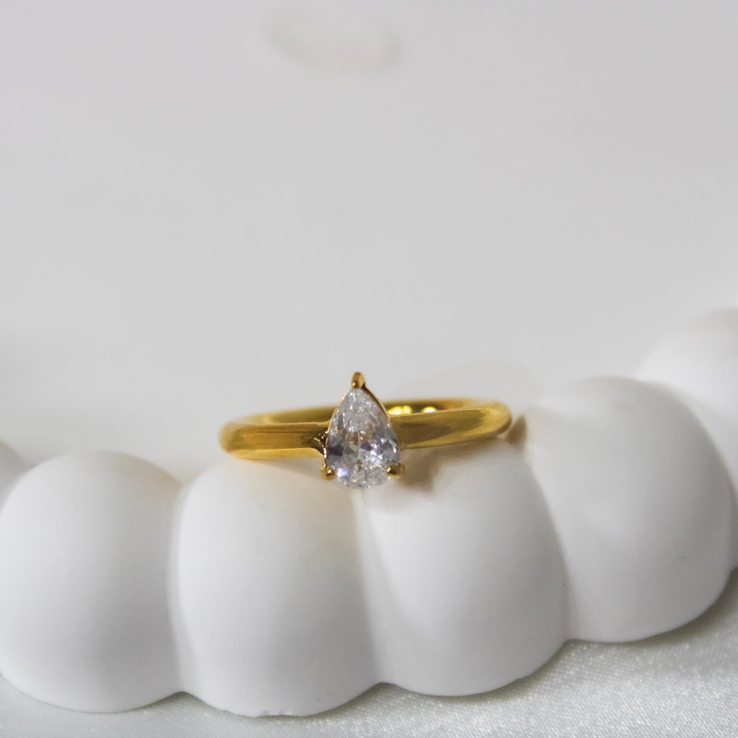 Aura Pear Solitaire Ring