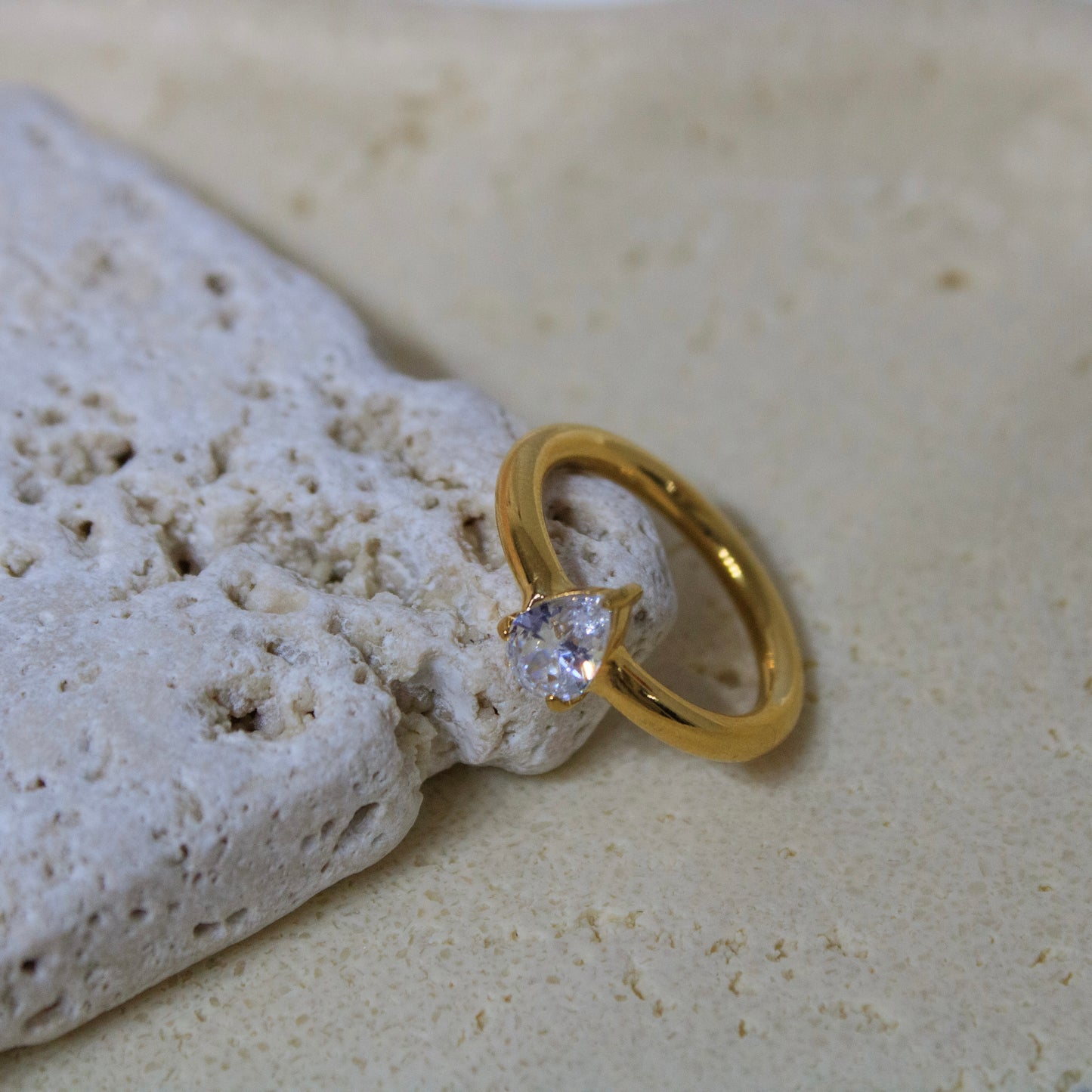 Aura Pear Solitaire Ring