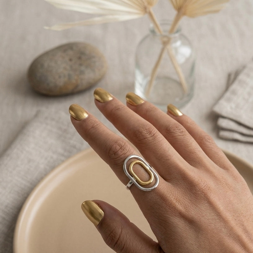 Sculptural Two-tone Ring