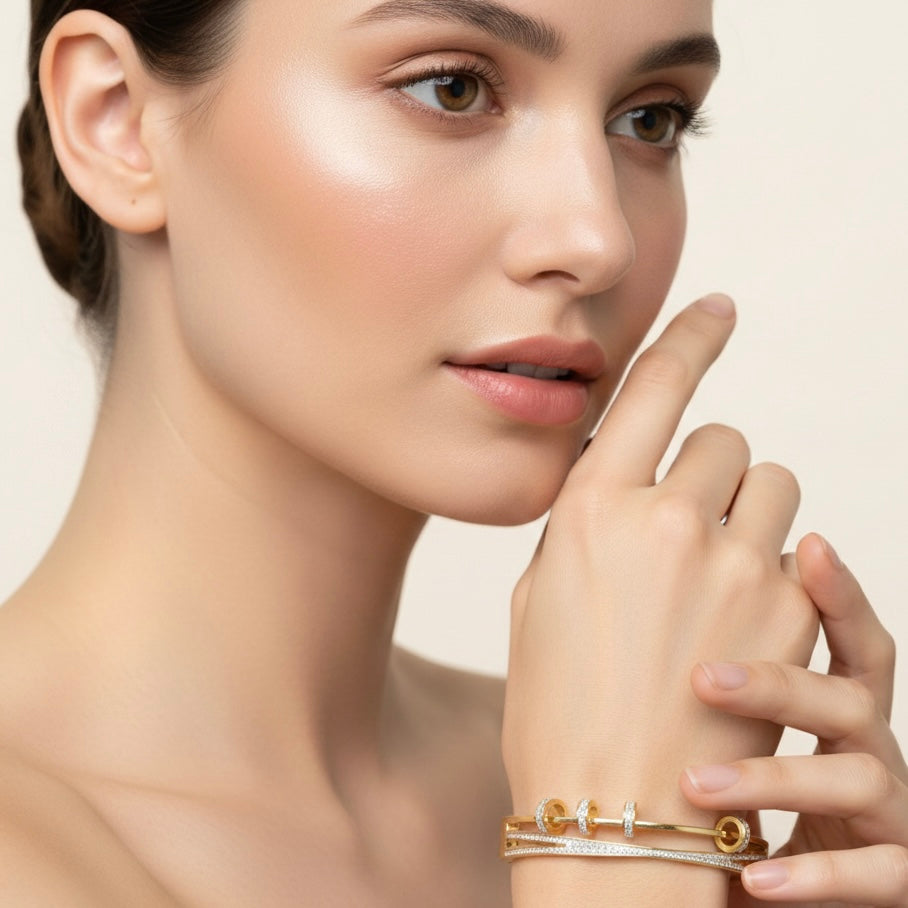 Aurora Triple-Band Pave Bangle