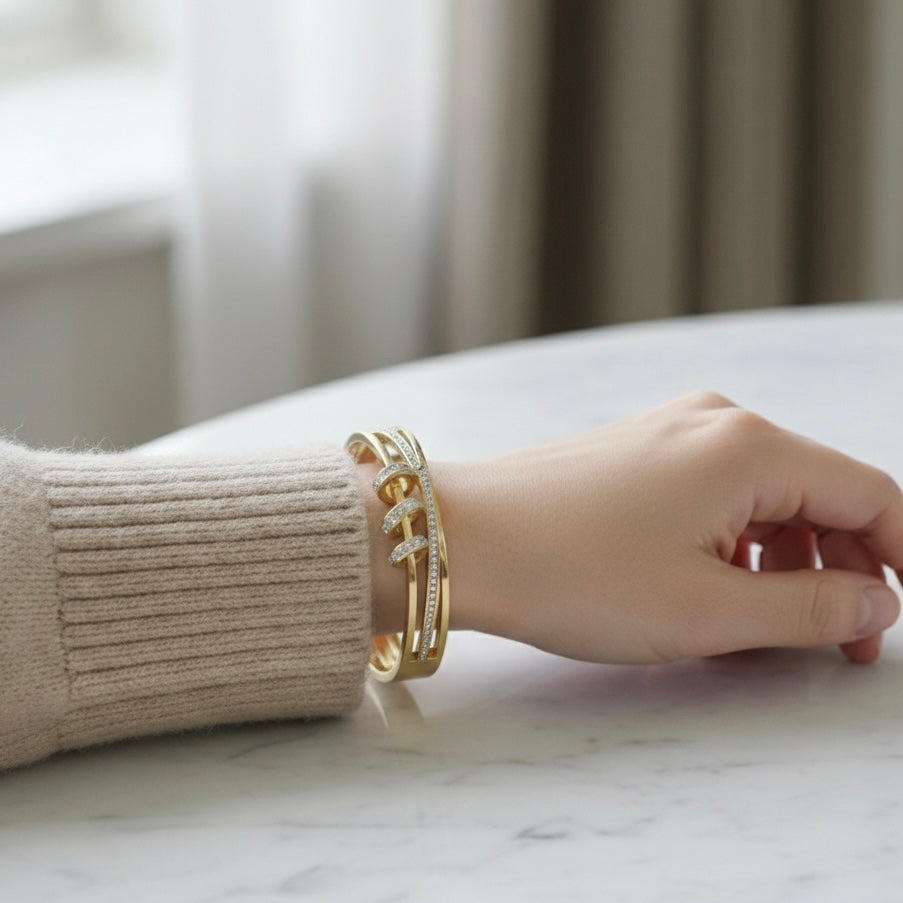 Aurora Triple-Band Pave Bangle